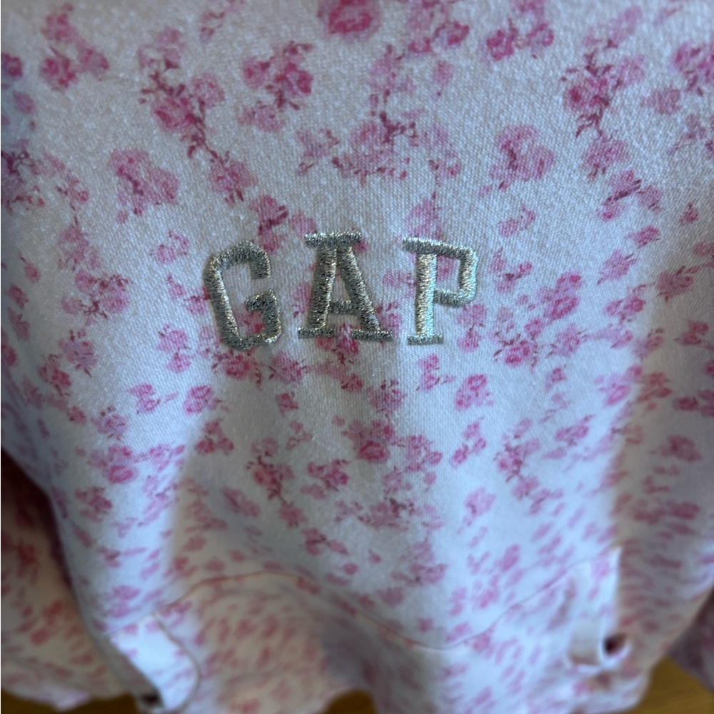 Gap X LoveShackFancy Cropped Floral Logo Hoodie Small - Picture 5 of 10